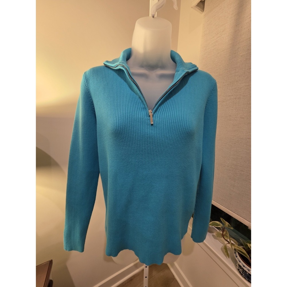 Polo Ralph Lauren CLASSIC SOLID 1/4 Zip Pullover Turquoise Size L - Picture 2 of 16